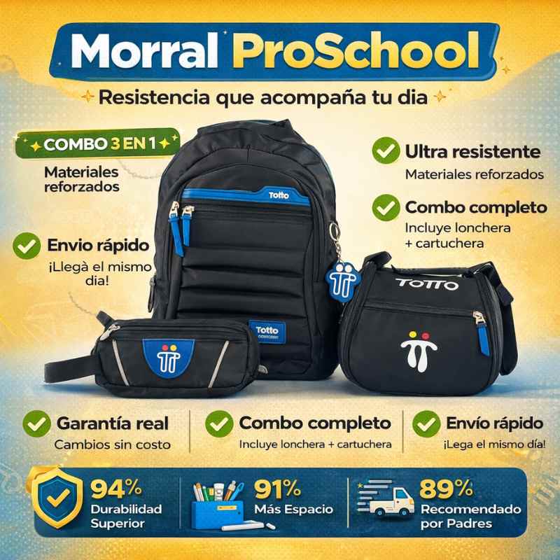 Morral totto Trio ProSchool | Resistencia que acompaña tu día